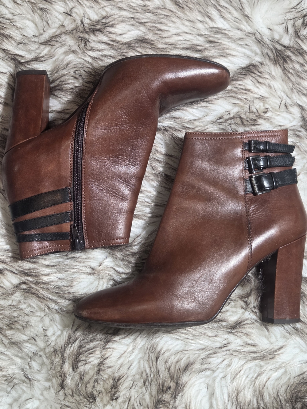 Sesto Meucci Brown Leather Multi-Buckle Ankle Boots